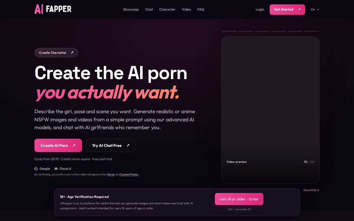 AIFapper — PC homepage preview