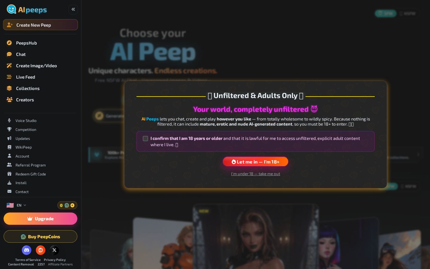 AI Peeps — PC homepage preview