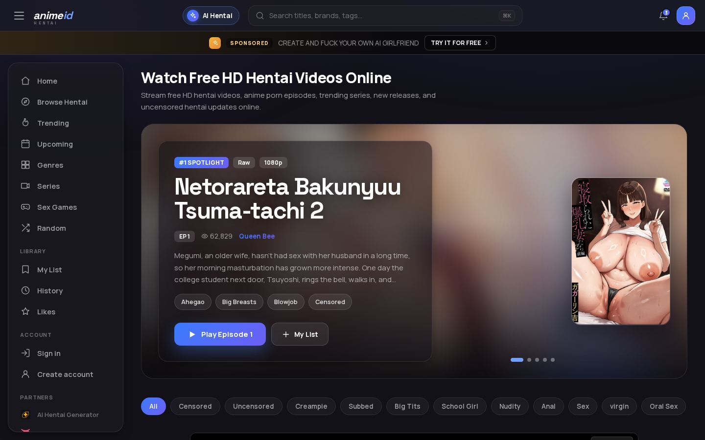 AnimeIDHentai — PC homepage preview