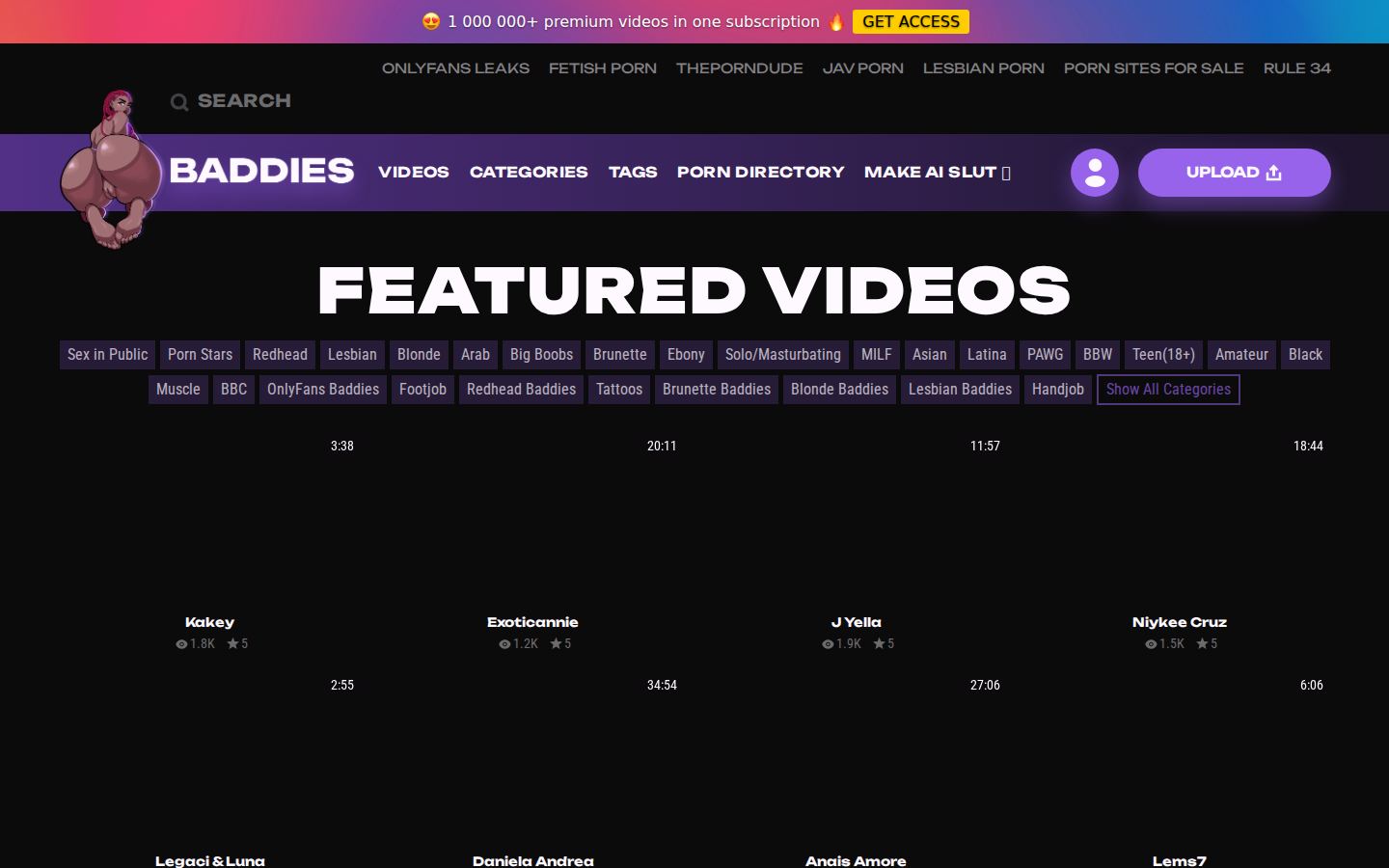 Baddies.xxx — PC homepage preview
