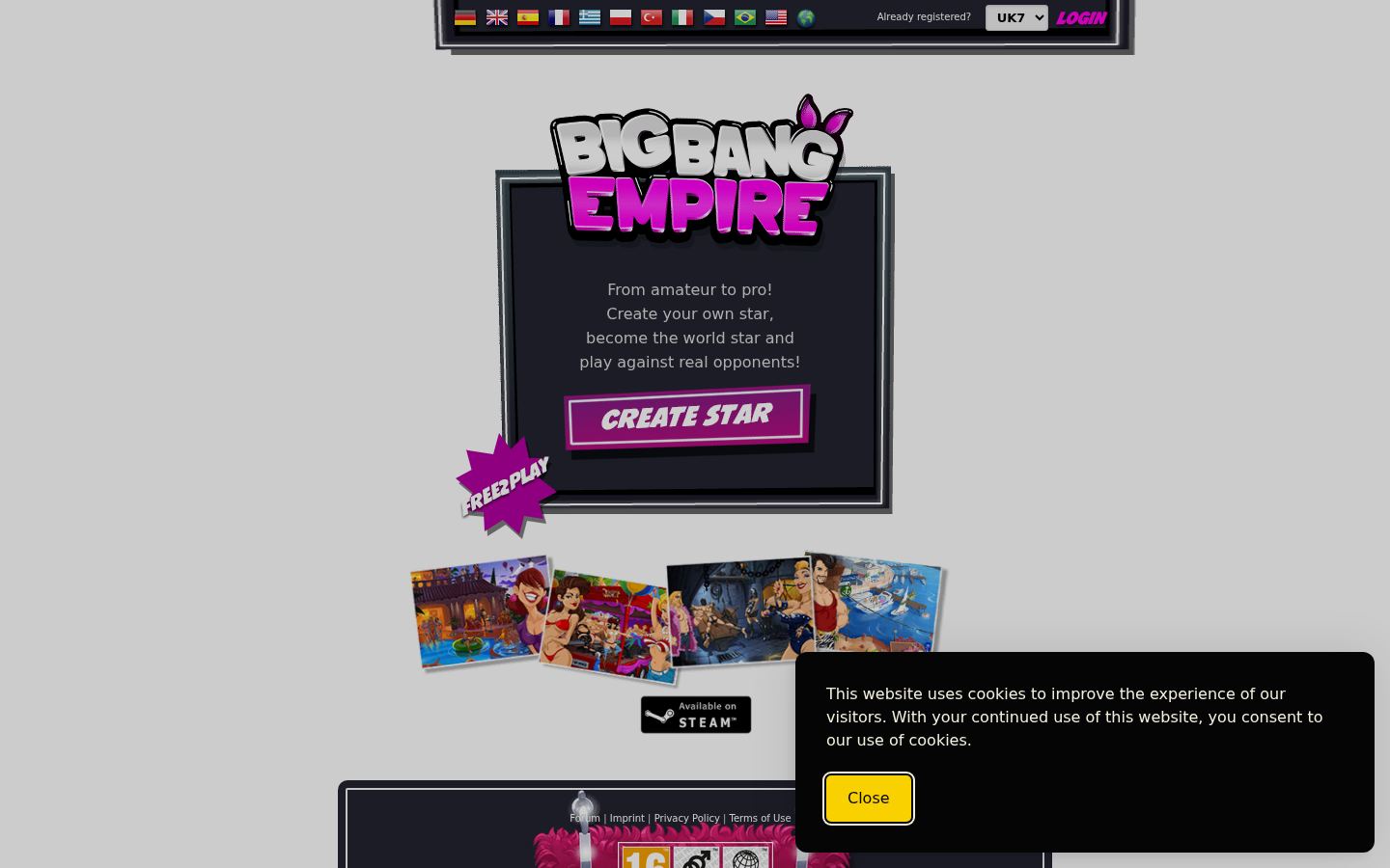 Big Bang Empire — PC homepage preview