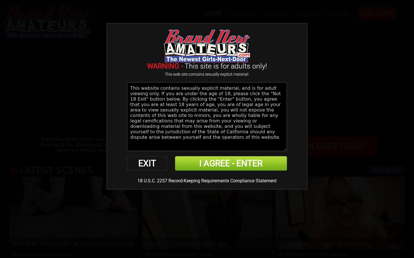 Brand New Amateurs — PC homepage preview