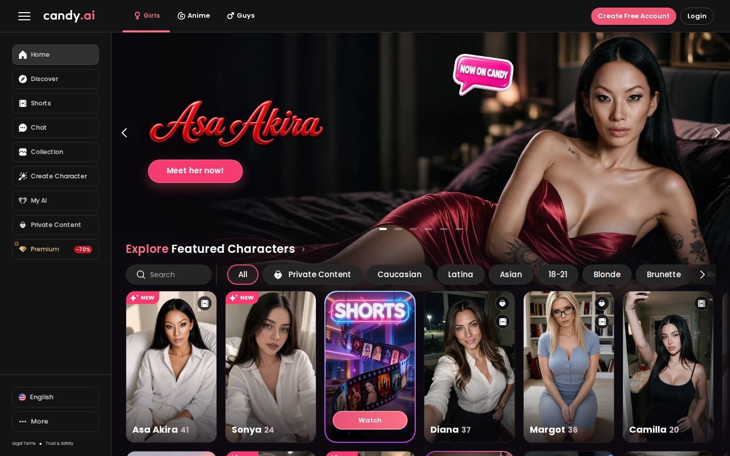 Candy AI — PC homepage preview