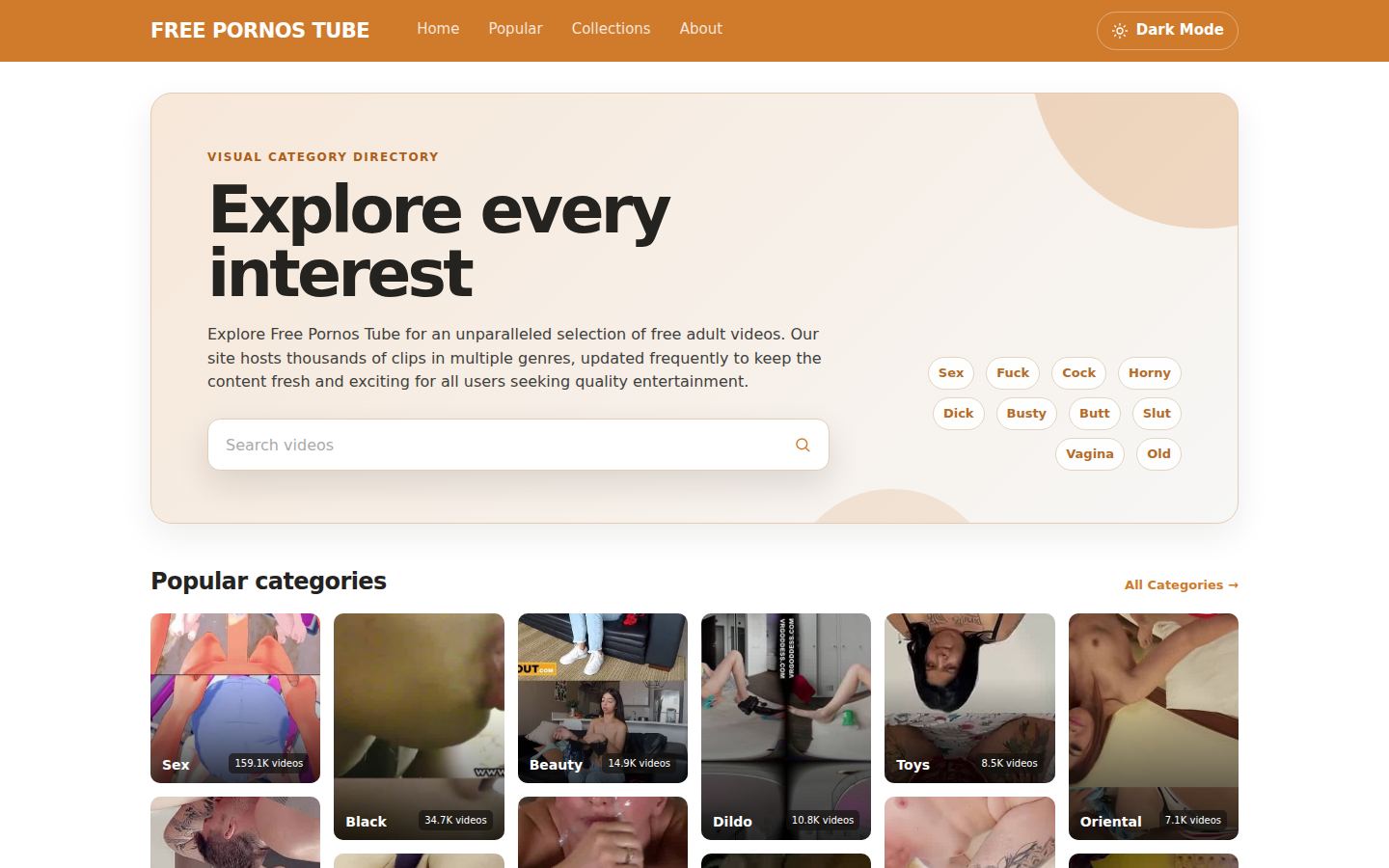 FREE PORNOS TUBE — PC homepage preview