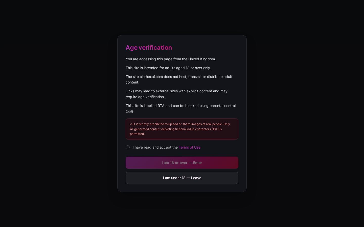 ClotheX AI — PC homepage preview