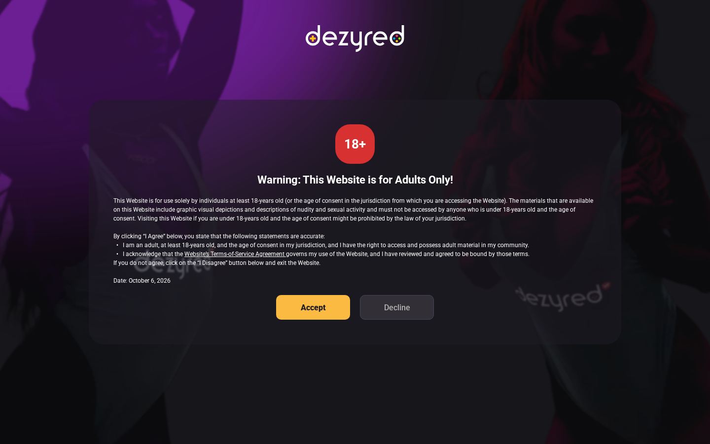 Dezyred — PC homepage preview
