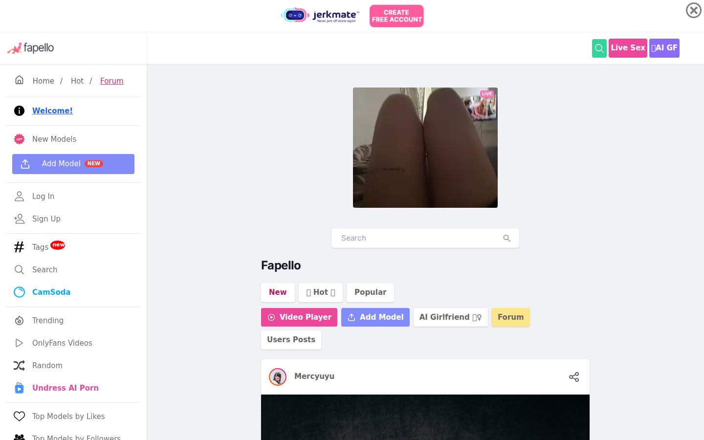 Fapello — PC homepage preview