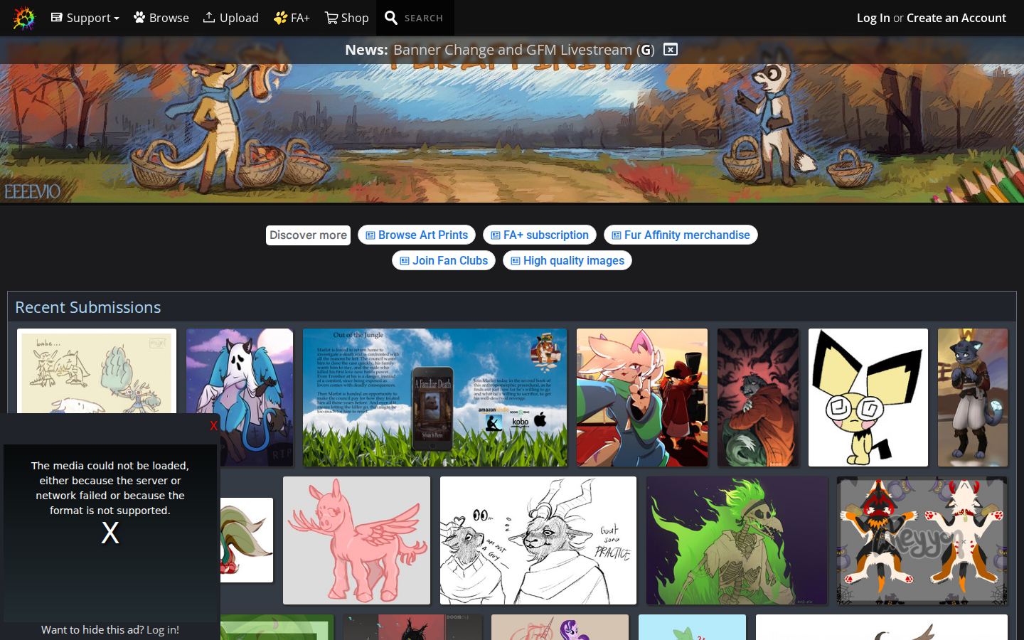 FurAffinity — PC homepage preview