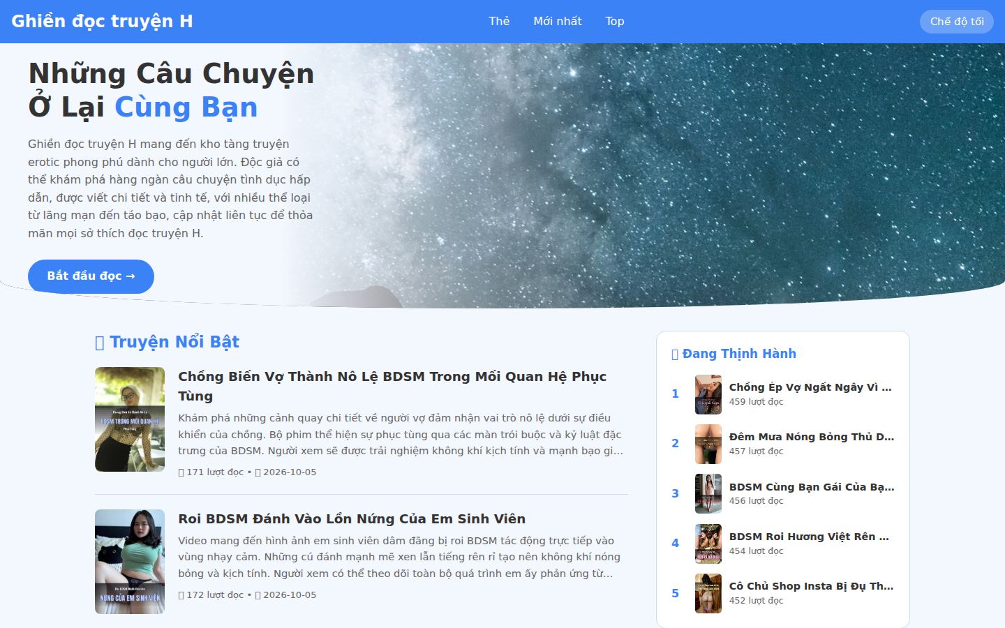 Ghiền đọc truyện H — PC homepage preview