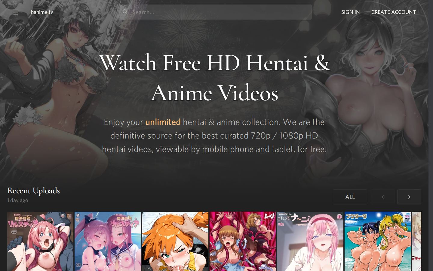 Hanime.tv — PC homepage preview