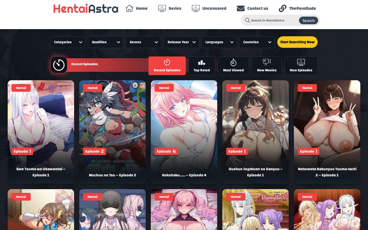 HentaiAstra — PC homepage preview