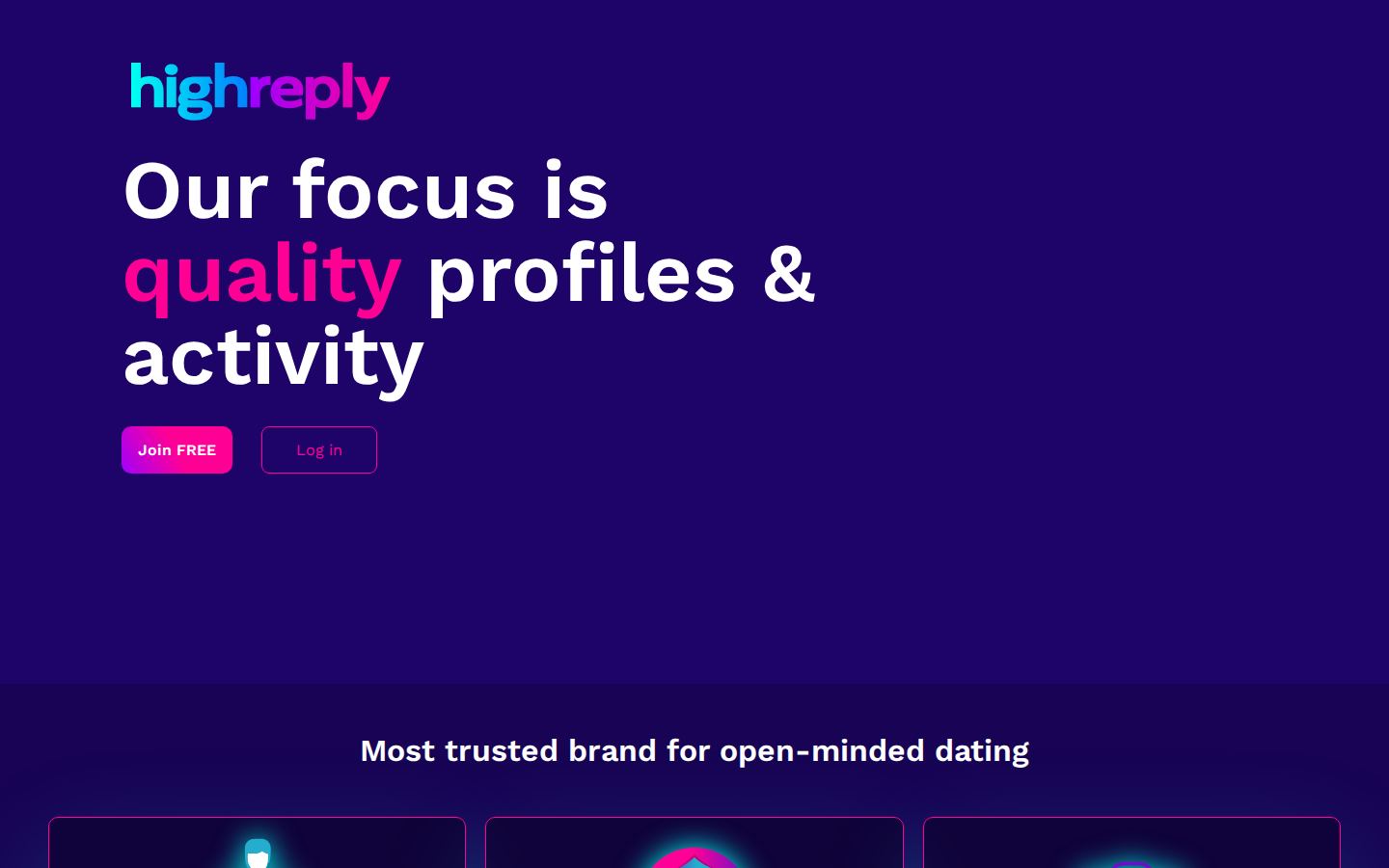 HighReply — PC homepage preview