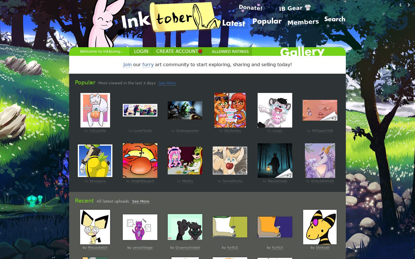 InkBunny — PC homepage preview