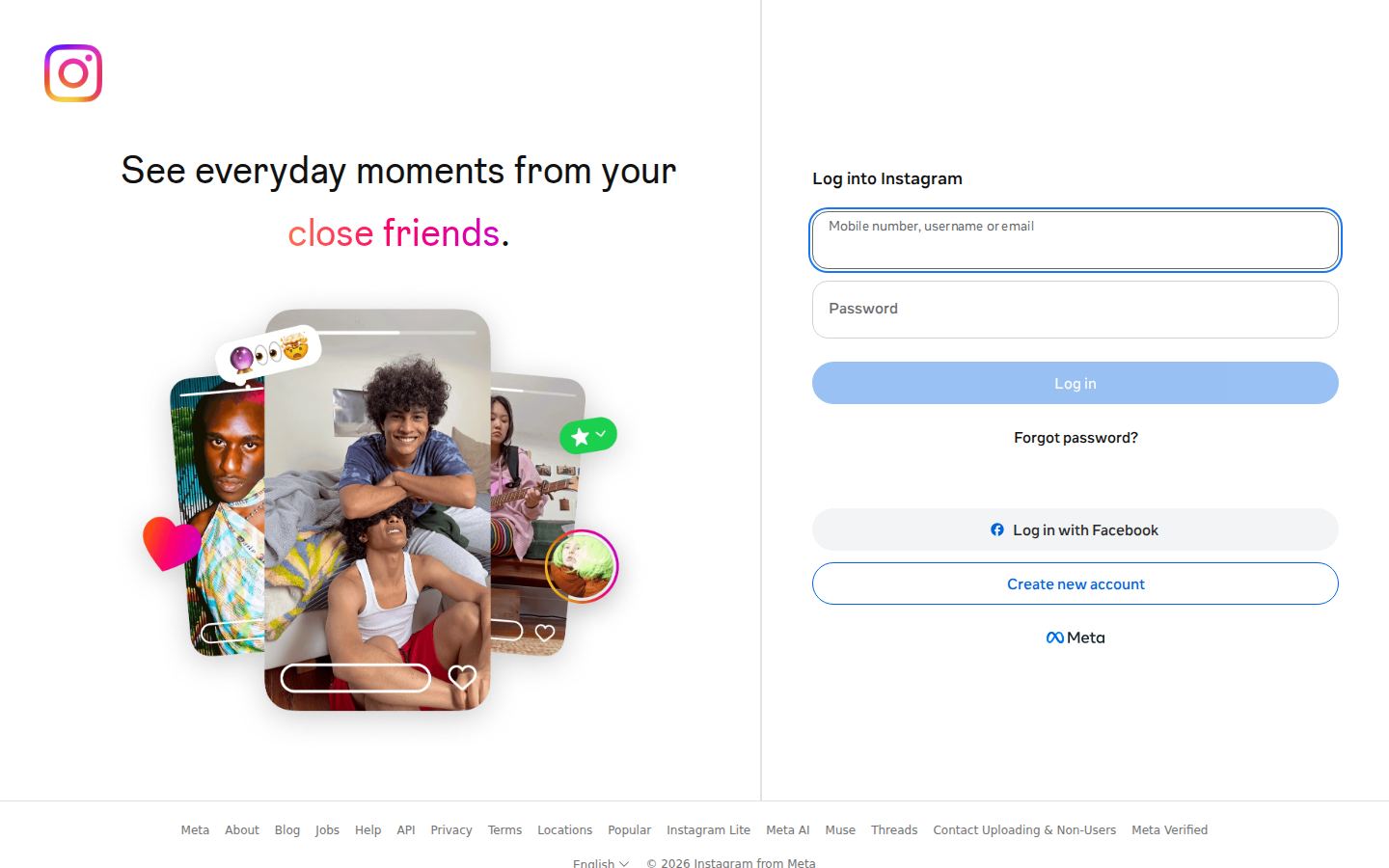 Instagram — PC homepage preview