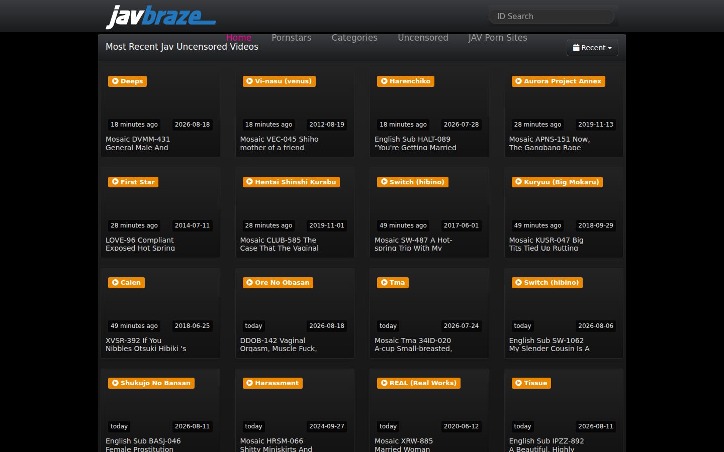 JavBraze — PC homepage preview