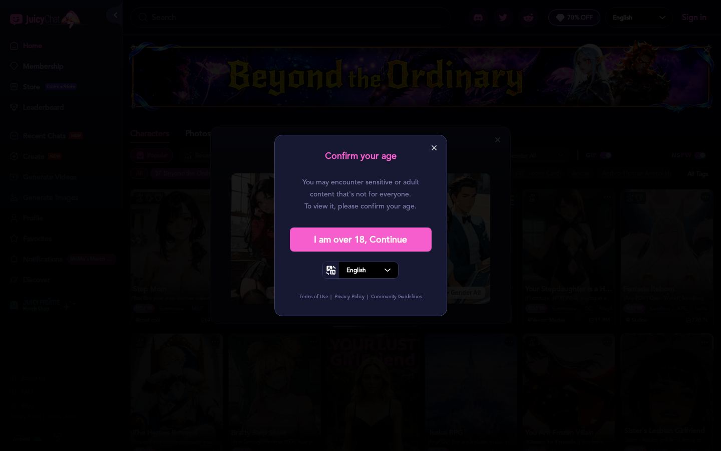 JuicyChat AI — PC homepage preview