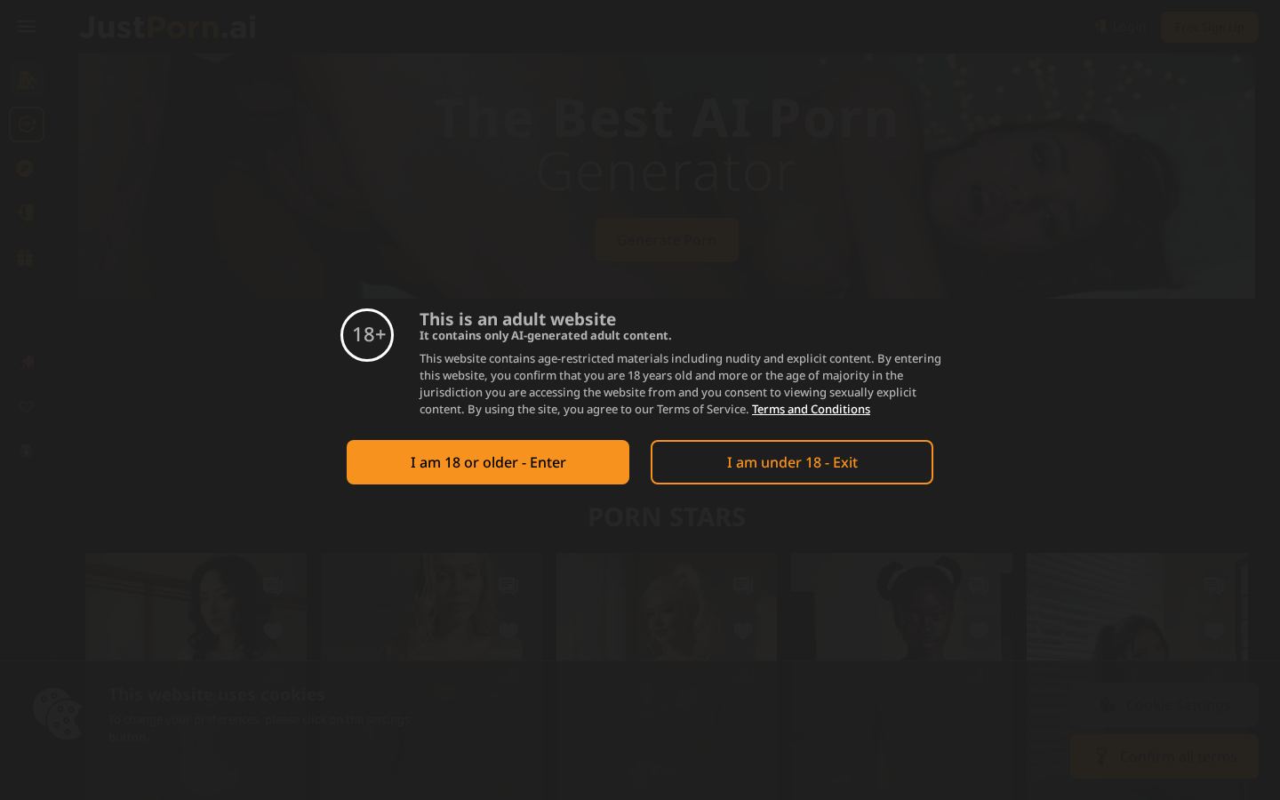 JustPorn AI — PC homepage preview