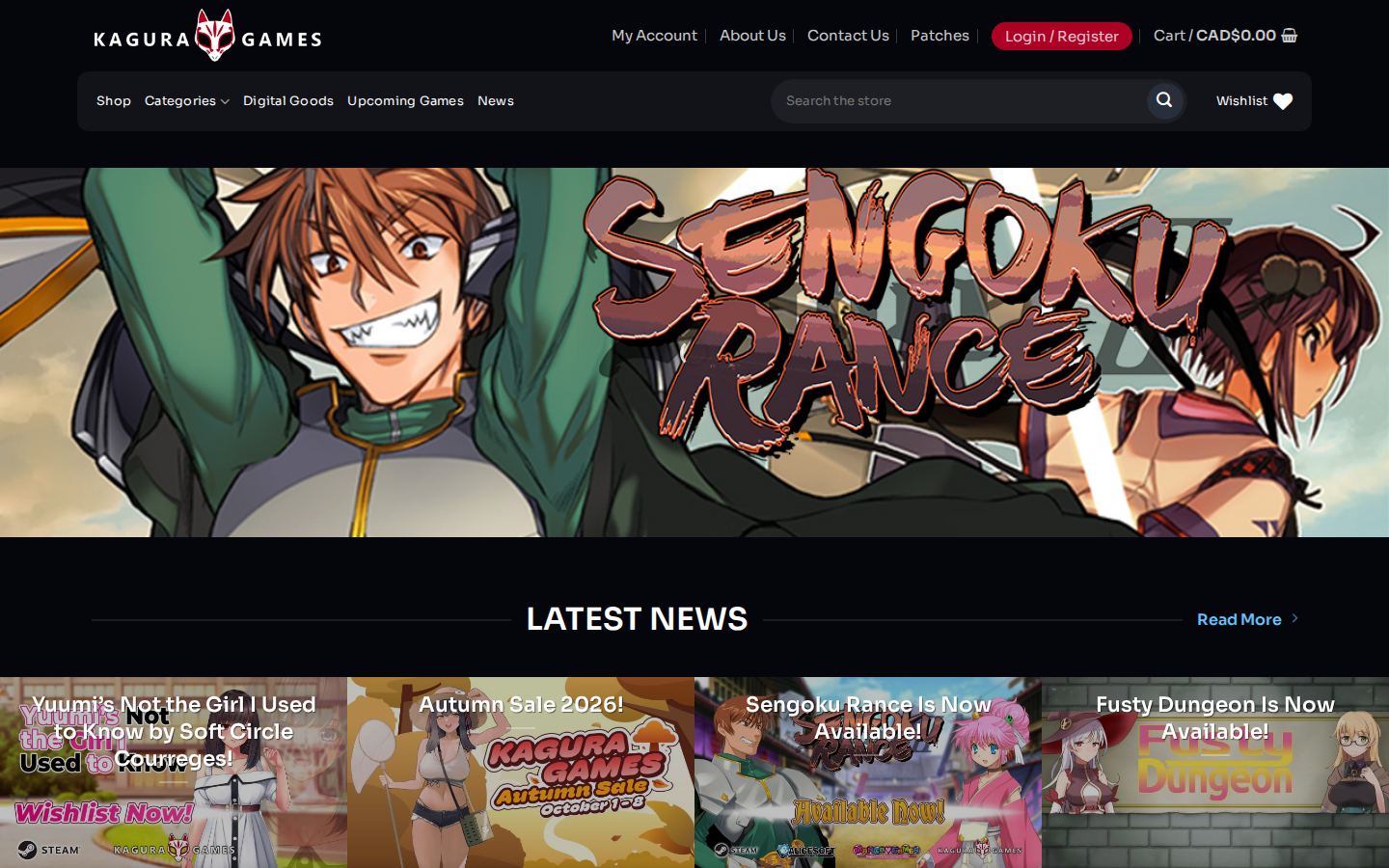 Kagura Games — PC homepage preview