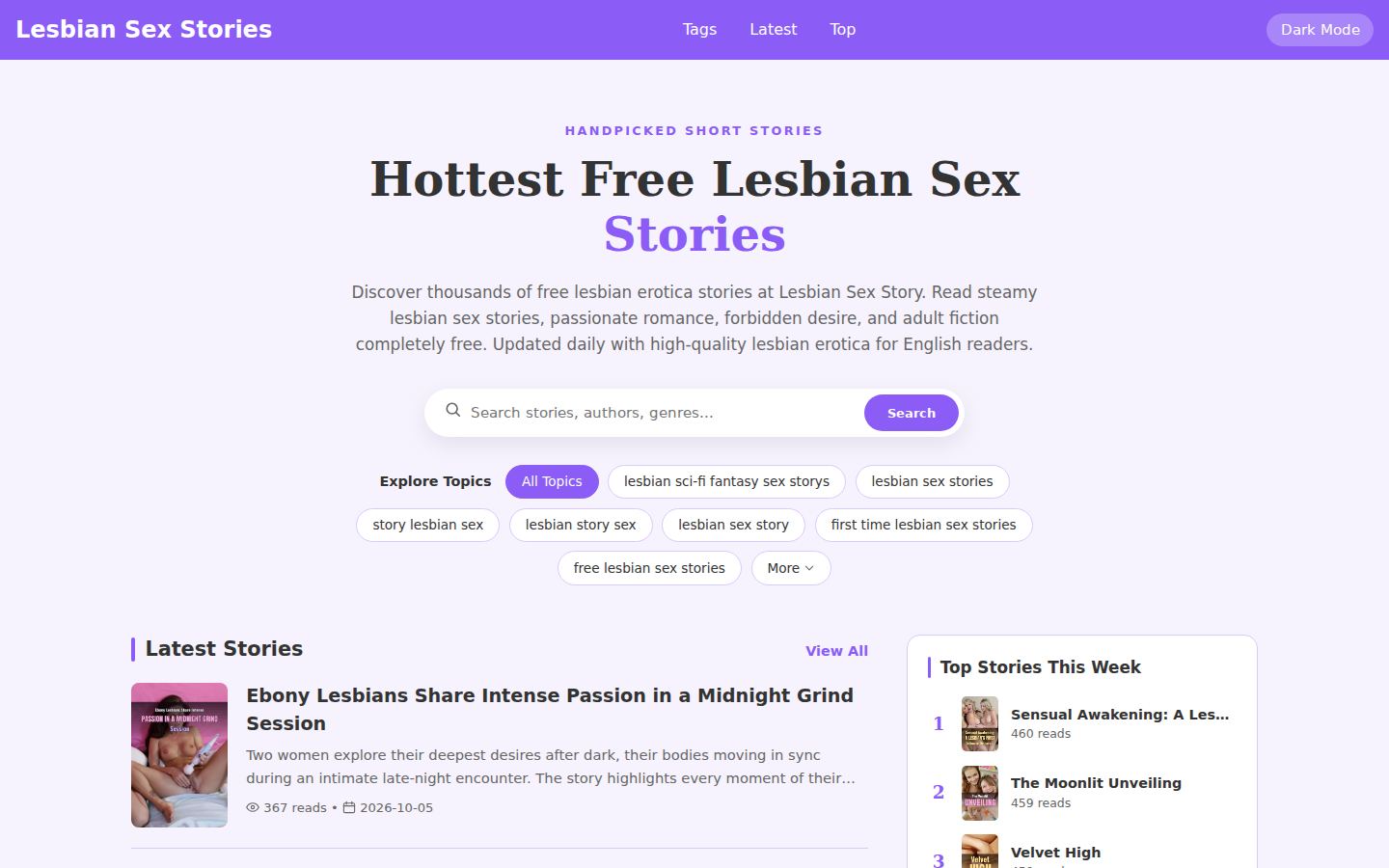 Lesbian Sex Stories — PC homepage preview