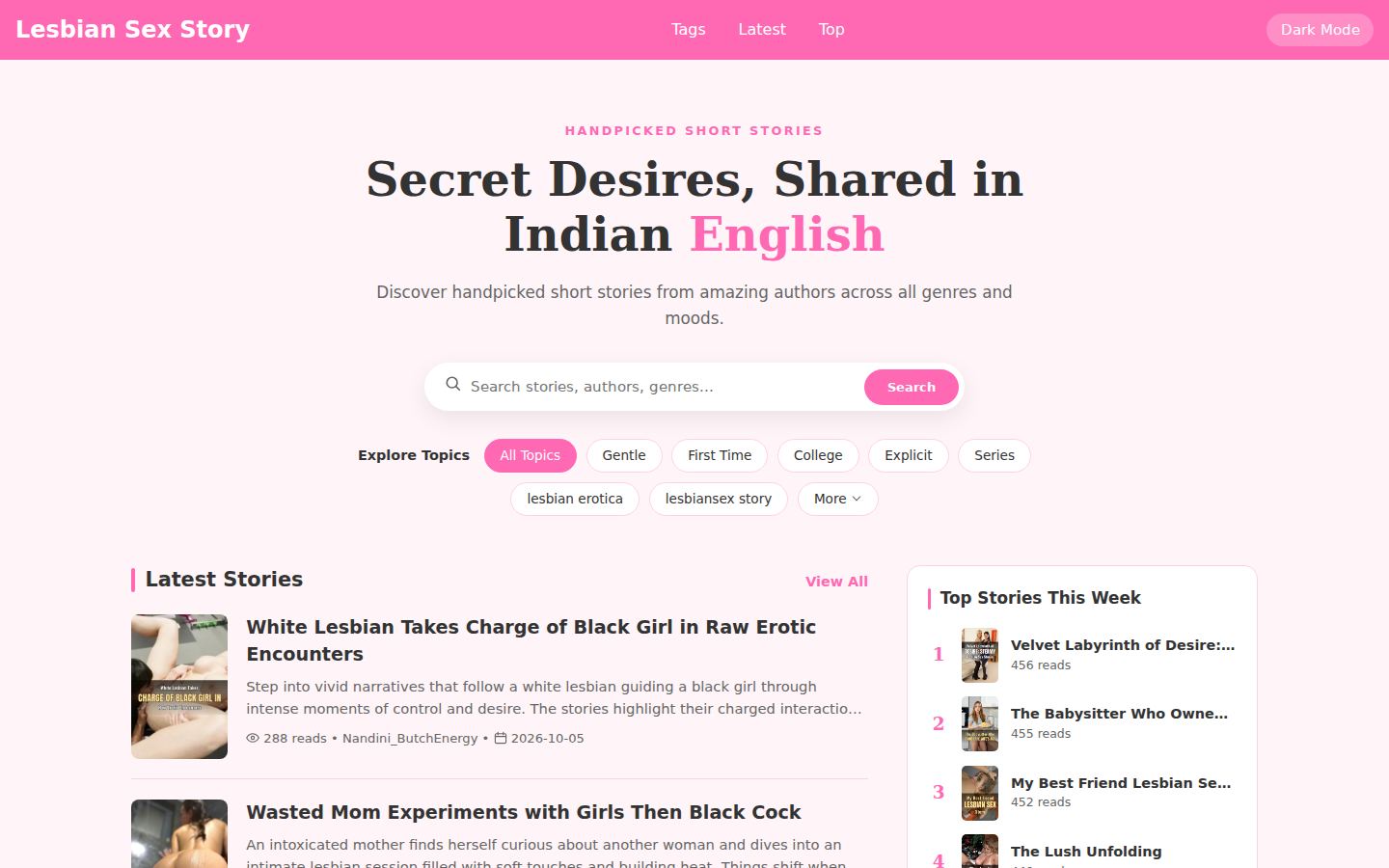Lesbian Sex Story — PC homepage preview