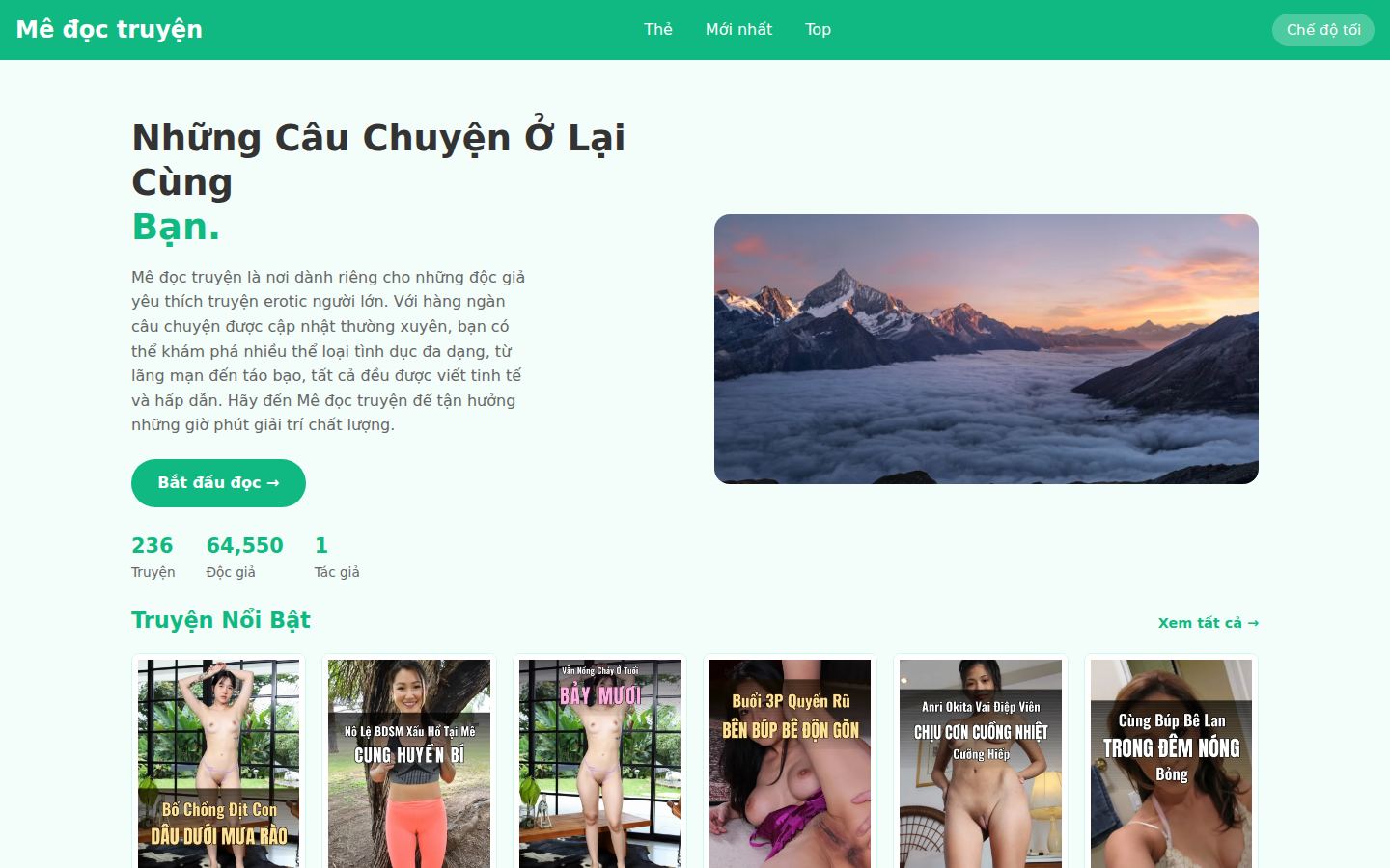 Mê đọc truyện — PC homepage preview