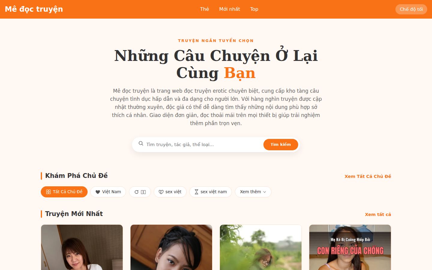 Mê đọc truyện — PC homepage preview