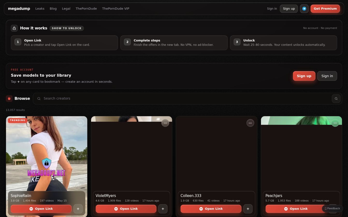 MegaDump — PC homepage preview
