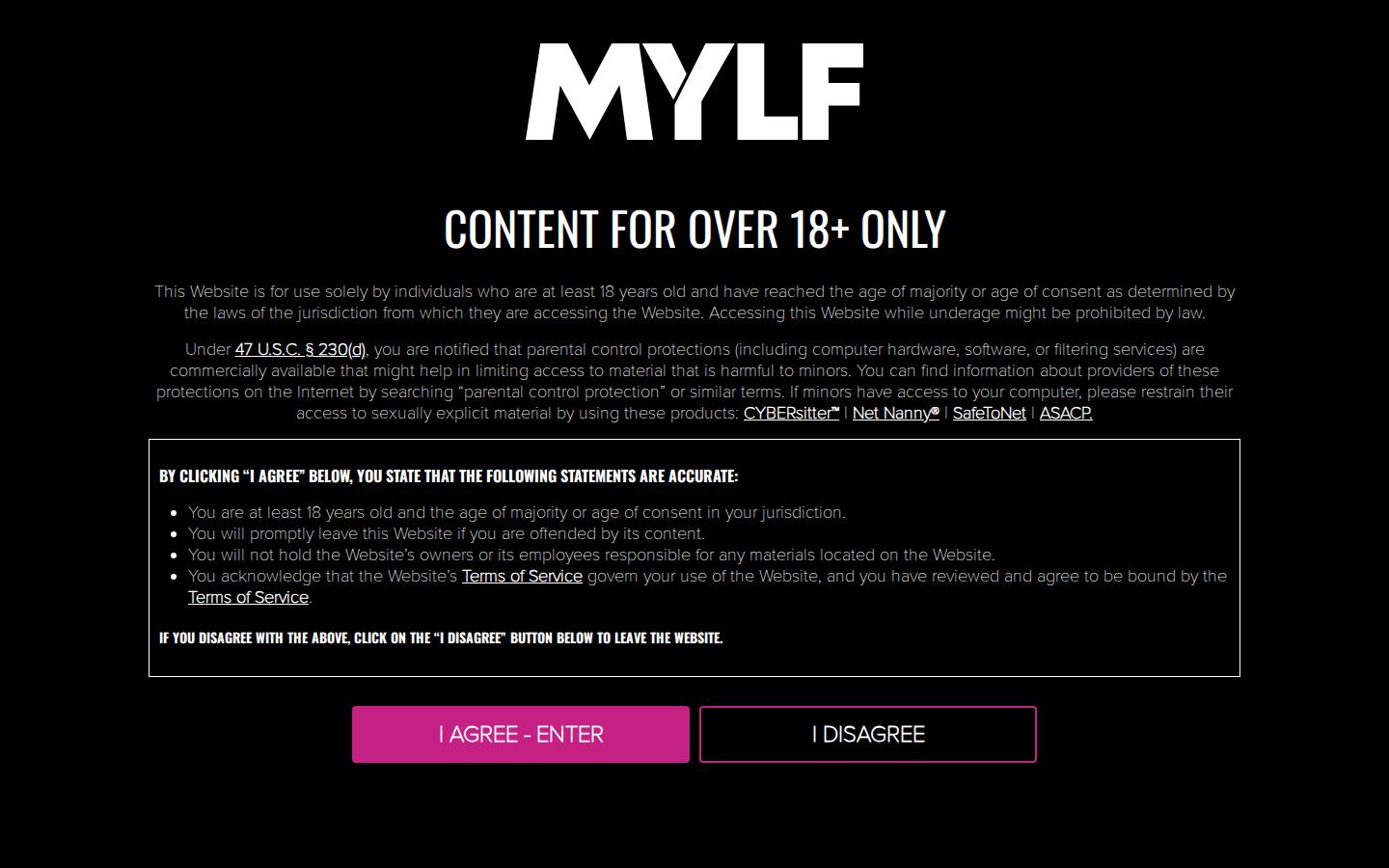 MYLF — PC homepage preview
