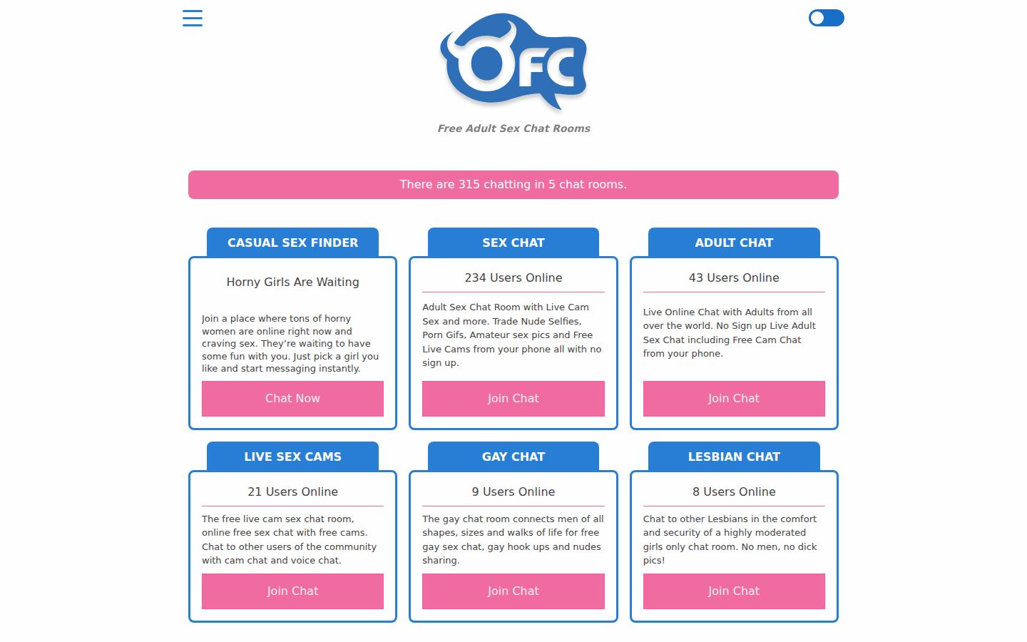 OnlineFreeChat — PC homepage preview
