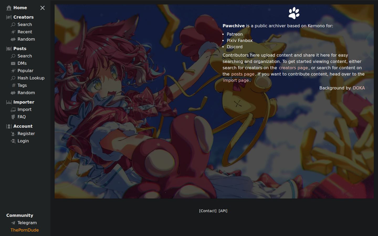 Pawchive — PC homepage preview