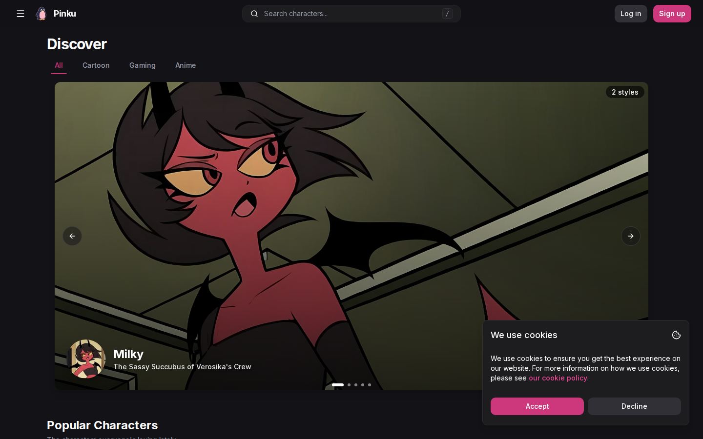 Pinku — PC homepage preview