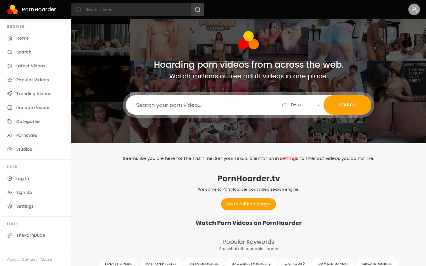 PornHoarder — PC homepage preview