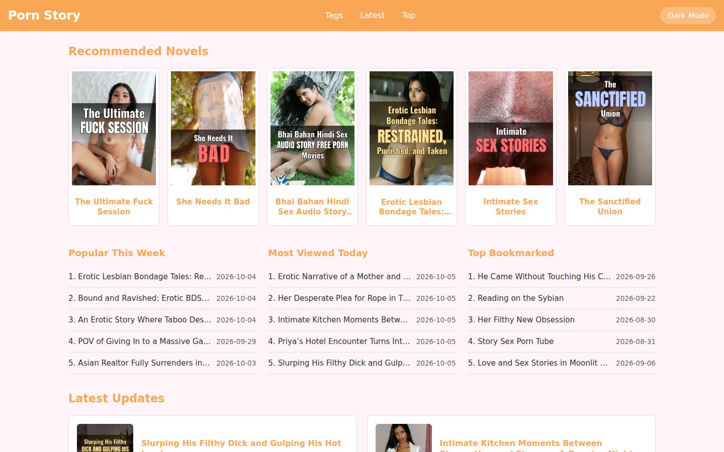 Porn Story — PC homepage preview