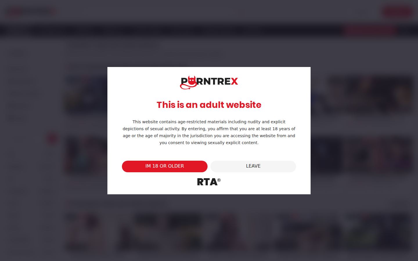 PornTrex — PC homepage preview