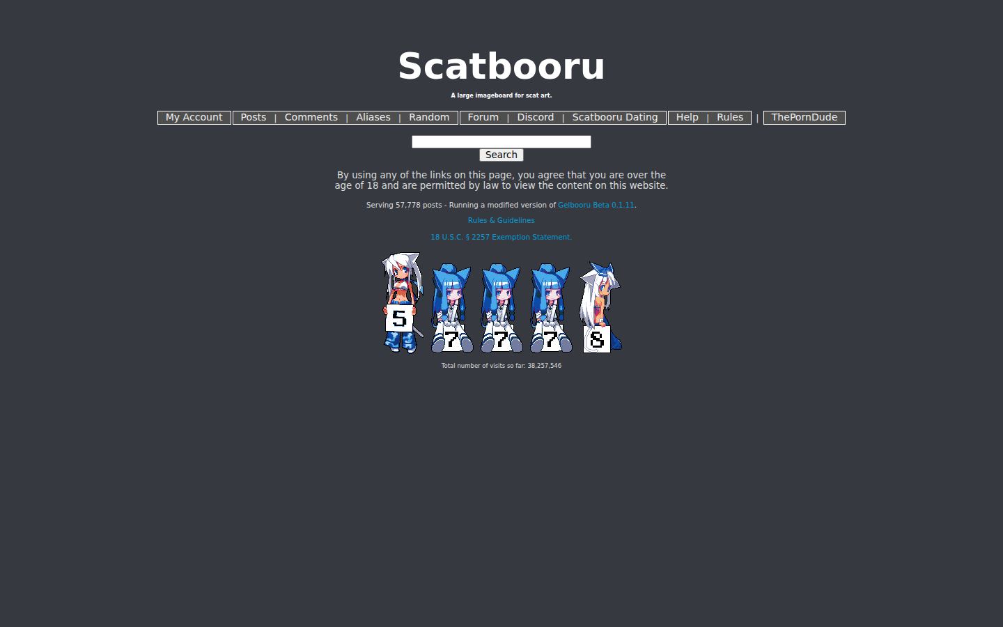 Scatbooru — PC homepage preview