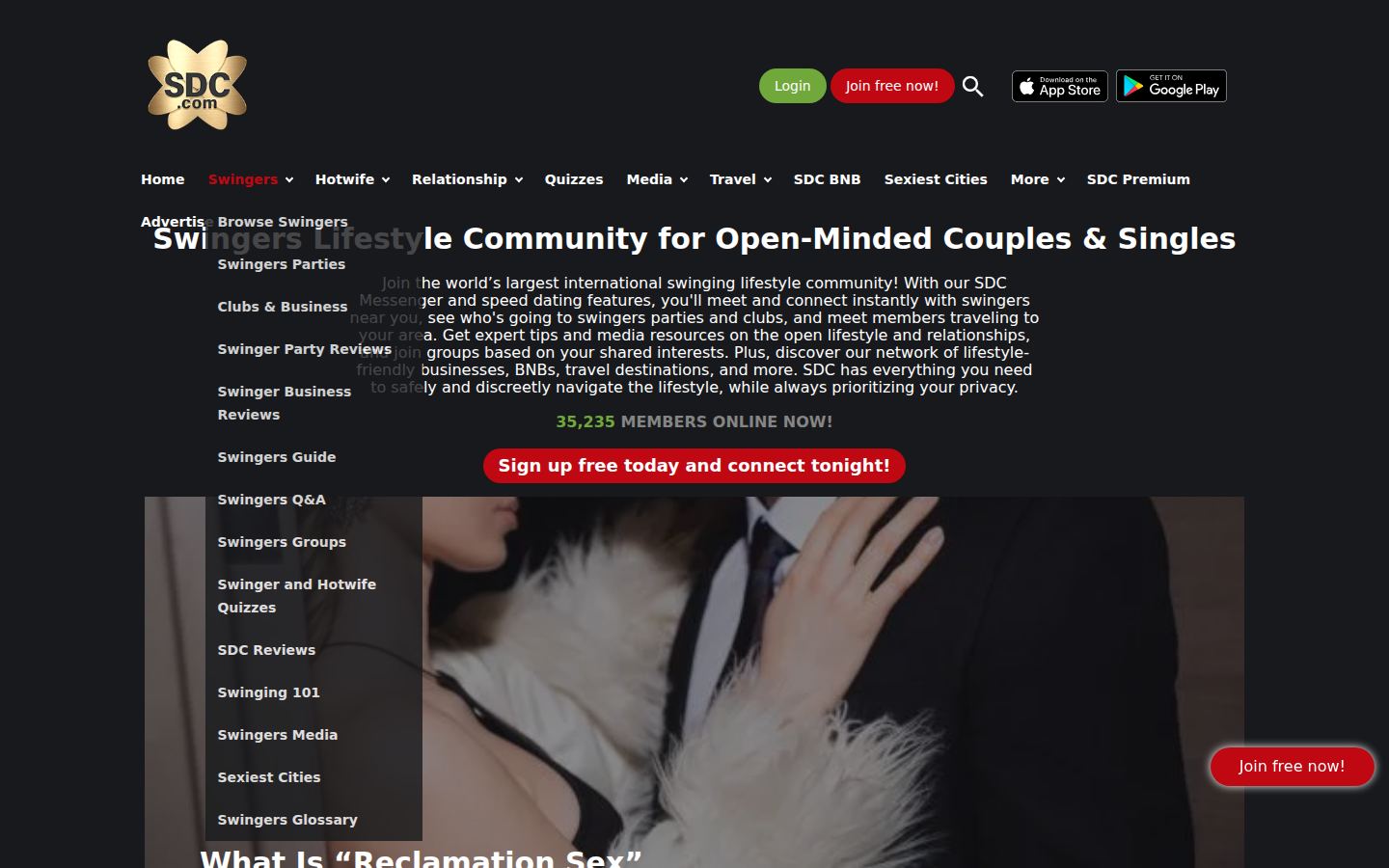SwingersDateClub — PC homepage preview