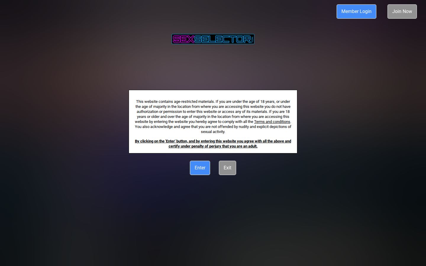 SexSelector — PC homepage preview