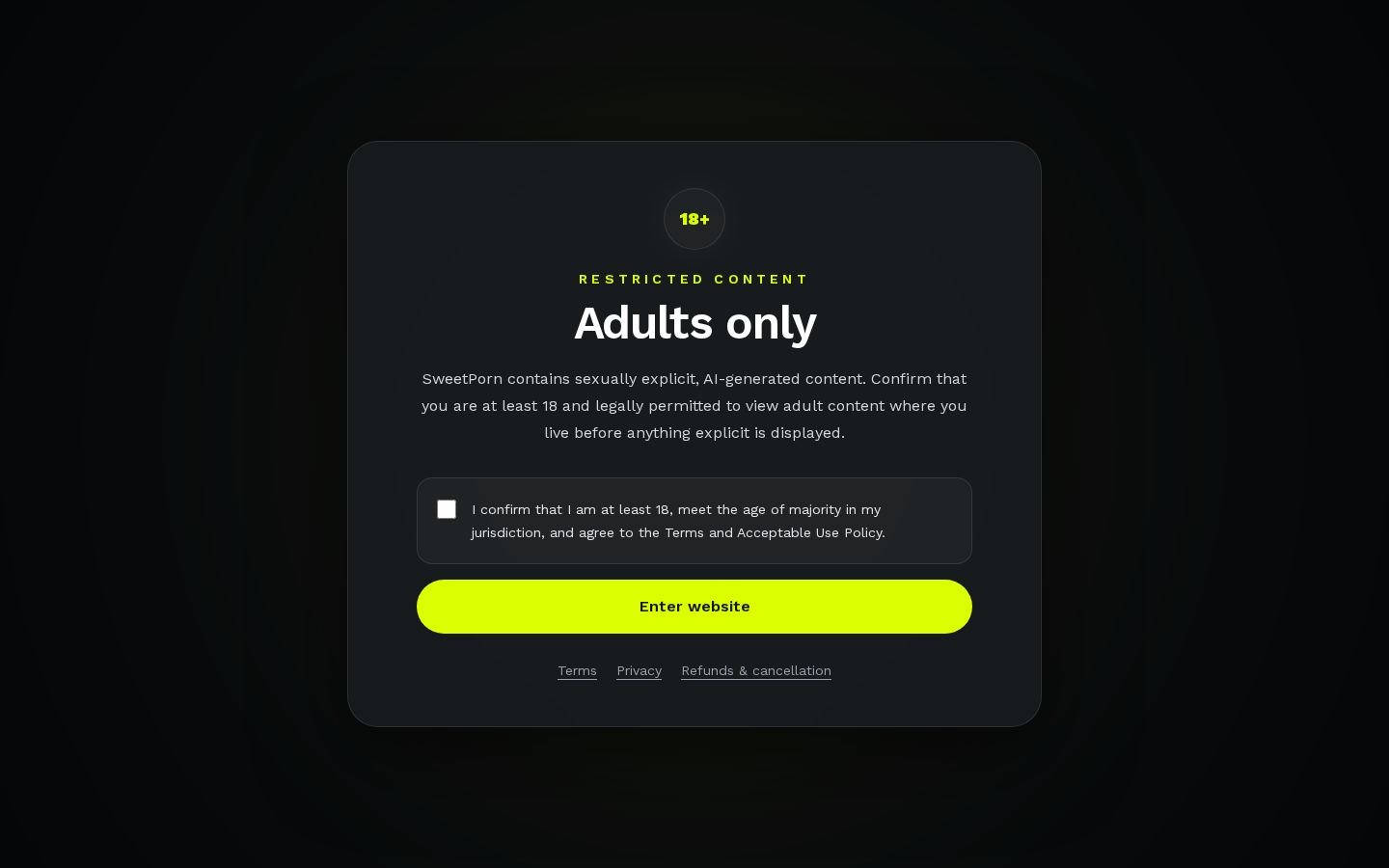 SweetPorn AI — PC homepage preview