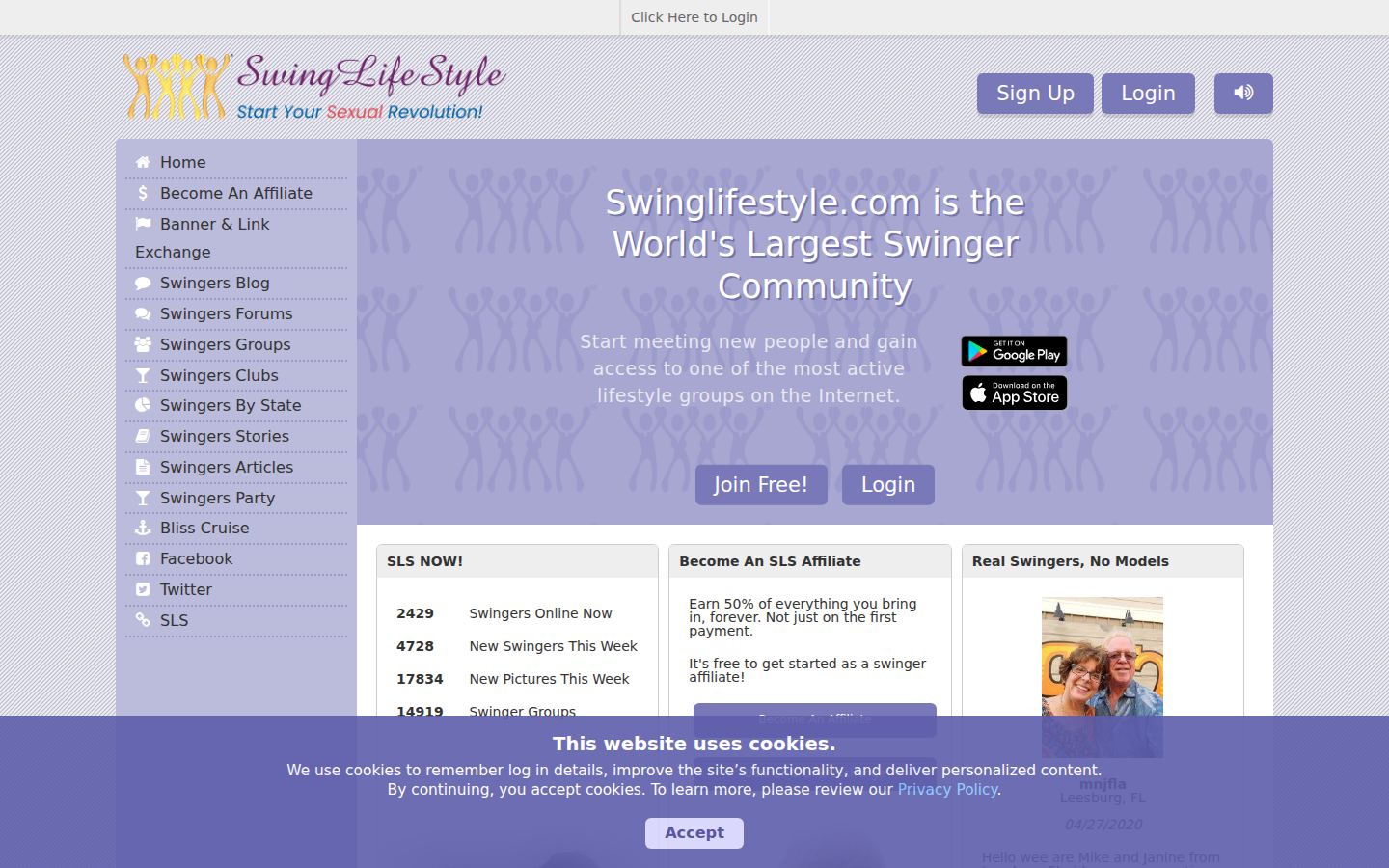 SwingLifestyle — PC homepage preview