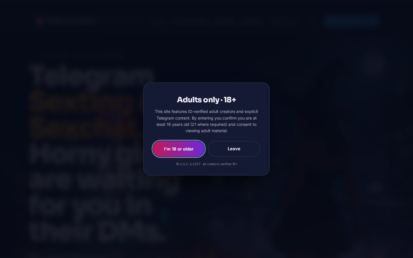 Telegram Camgirls — PC homepage preview
