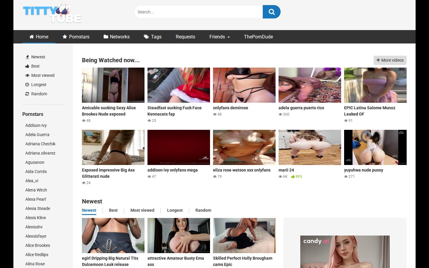 TittyTube — PC homepage preview