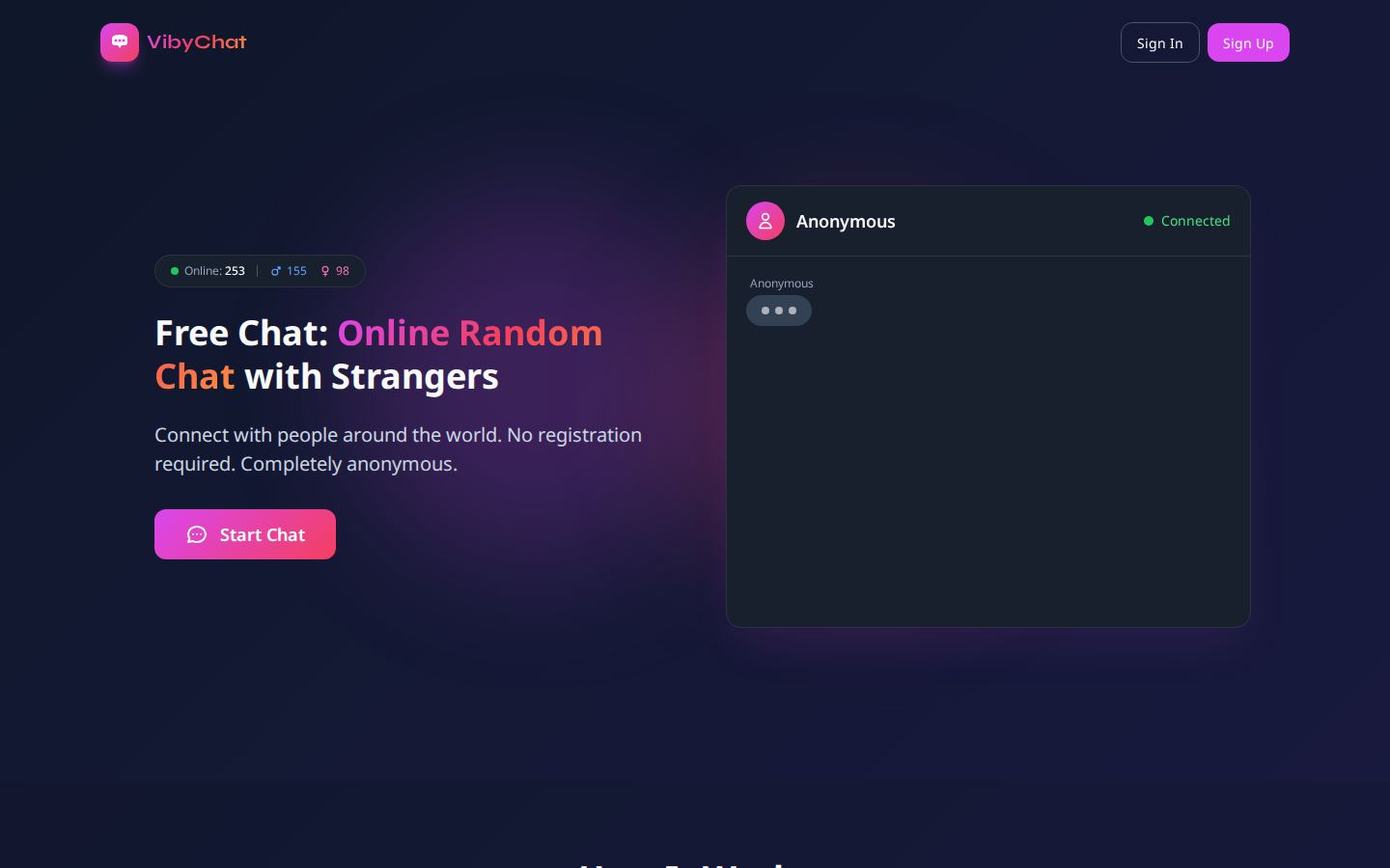 VibyChat — PC homepage preview