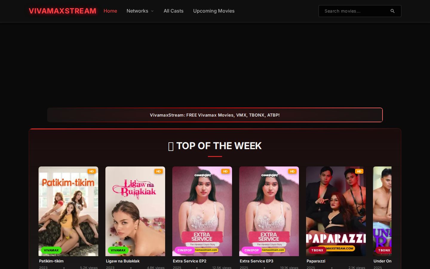 VivamaxStream — PC homepage preview