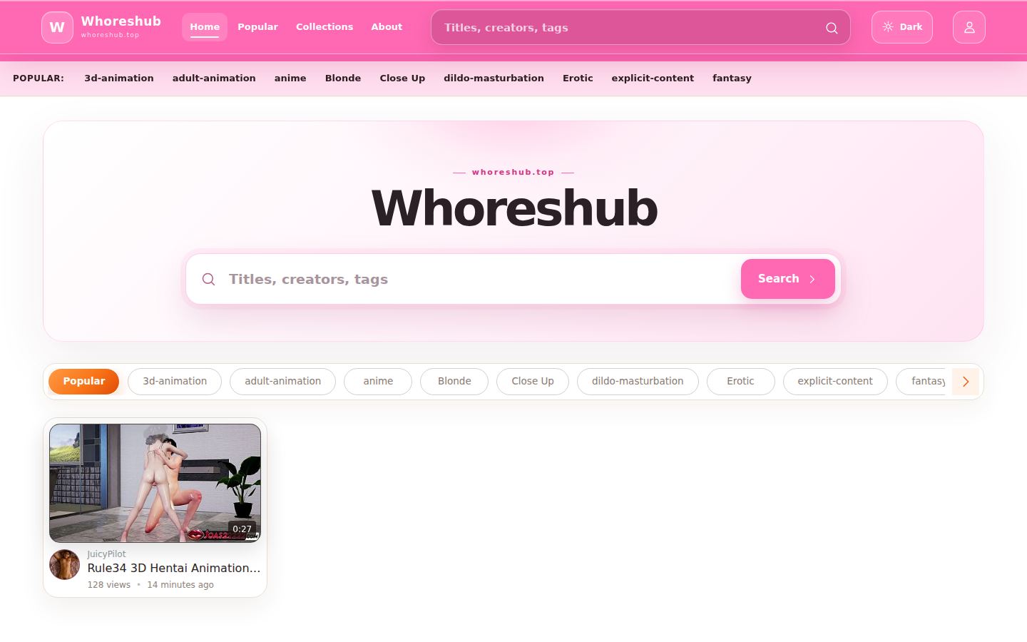 Whoreshub — PC homepage preview