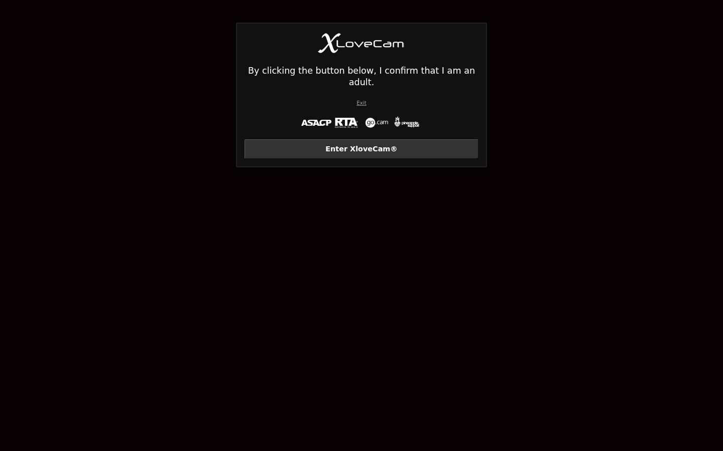 XloveCam — PC homepage preview