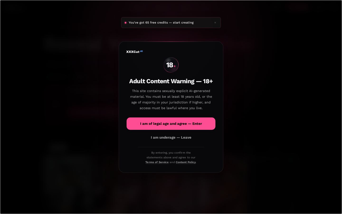 XXXCut AI — PC homepage preview
