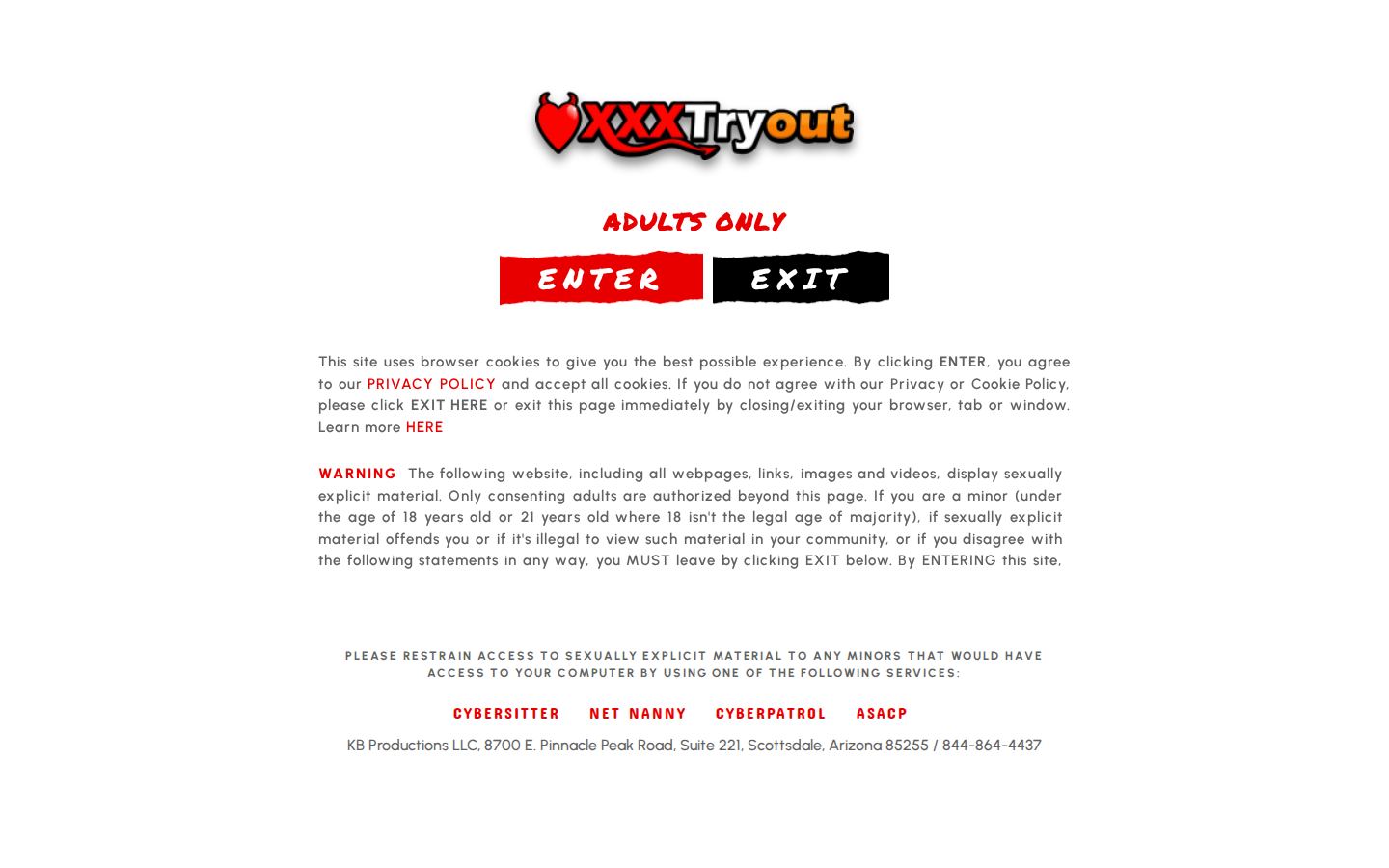 XXXTryout — PC homepage preview